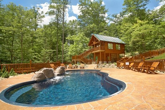 Pool for guests at Poolin Around, a 2 bedroom cabin rental located in Gatlinburg